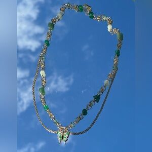 Golden Lunar Moth Beaded Necklace